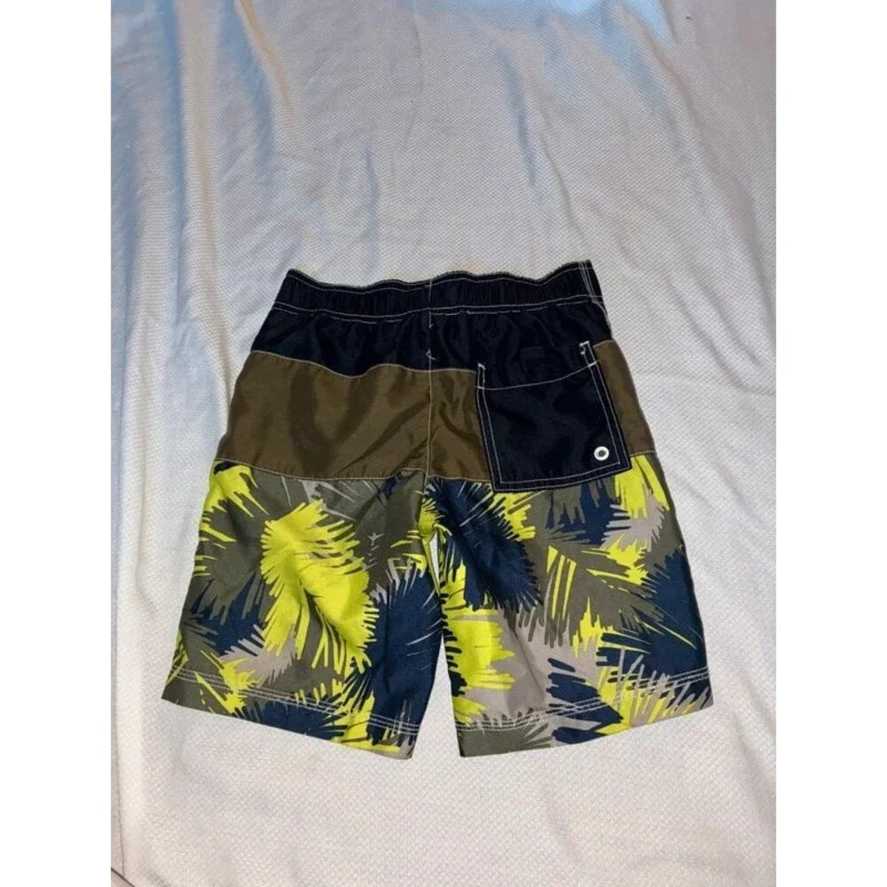 Boy’s Gymboree Brown & Neon Green Swim Trunks Size Small (5/6)